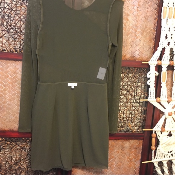 UO | Silence + Noise | Olive Mesh Cutout Dress NWT - Picture 6 of 6